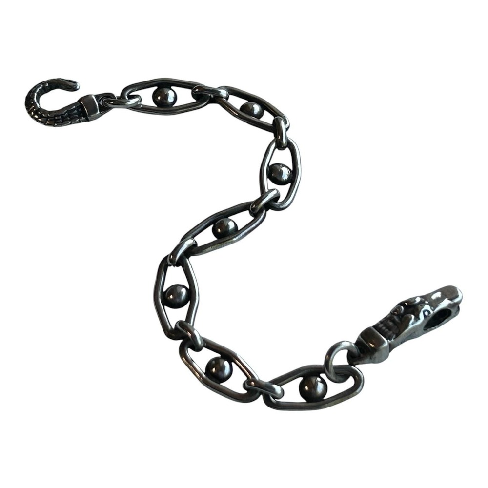 Artisan Sterling‎ Silver Bracelet Handmade Alligator Clasp Italian Chain 7 In